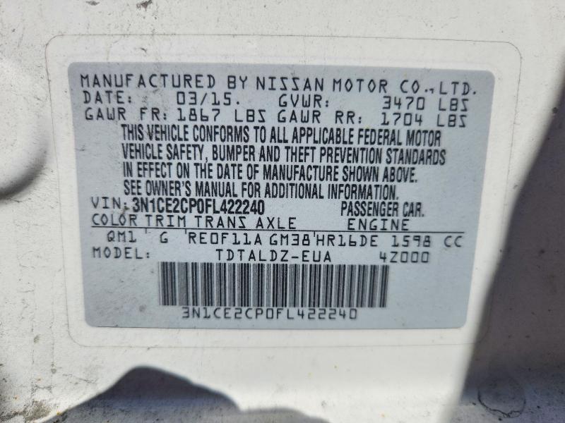 Aukcja sprzedaży 2015 Nissan Versa Note, vin: 3N1CE2CP0FL422240, numer aukcji: 68606386