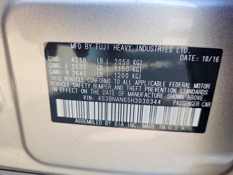 70127606 :رقم المزاد ، 4S3BNAN65H3030344 vin ، 2017 Subaru Legacy مزاد بيع