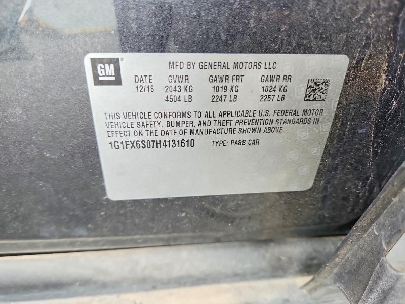 Auction sale of the 2017 Chevrolet Bolt Ev, vin: 1G1FX6S07H4131610, lot number: 69222956
