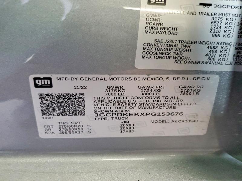 Aukcja sprzedaży 2023 Chevrolet Silverado, vin: 3GCPDKEKXPG153676, numer aukcji: 69871946