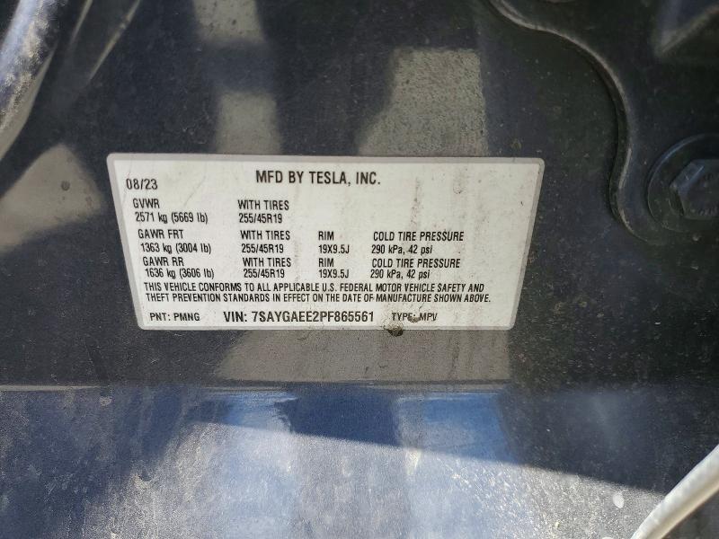 68094076 :رقم المزاد ، 7SAYGAEE2PF865561 vin ، 2023 Tesla Model Y مزاد بيع