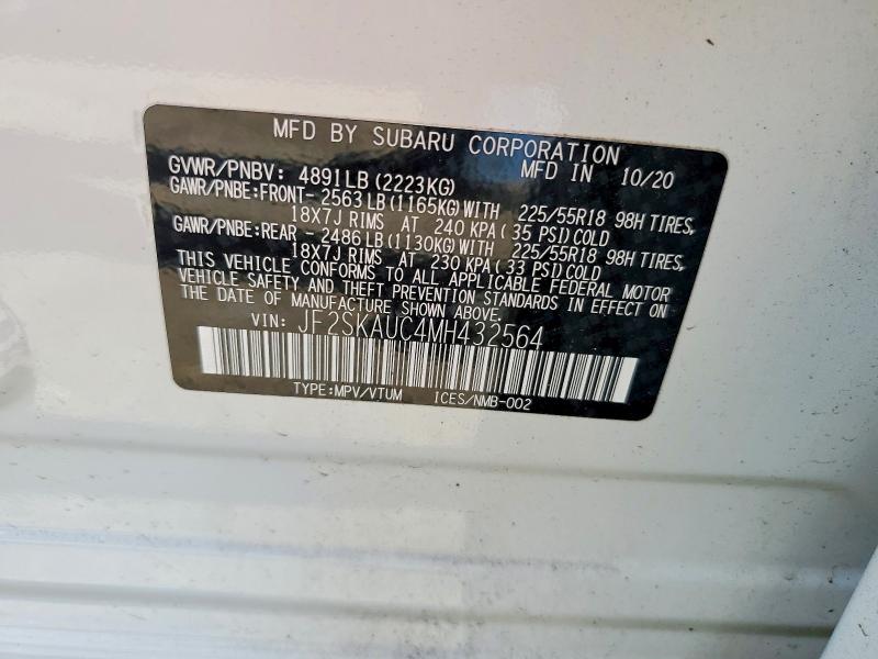 Aukcja sprzedaży 2021 Subaru Forester, vin: JF2SKAUC4MH432564, numer aukcji: 67635376
