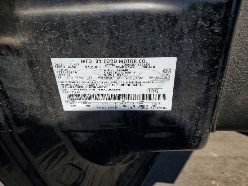 67652086 :رقم المزاد ، 1FTPW14518KC20255 vin ، 2008 Ford F150 مزاد بيع