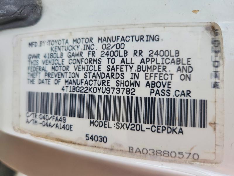 Aukcja sprzedaży 2000 Toyota Camry, vin: 4T1BG22K0YU973782, numer aukcji: 68346066