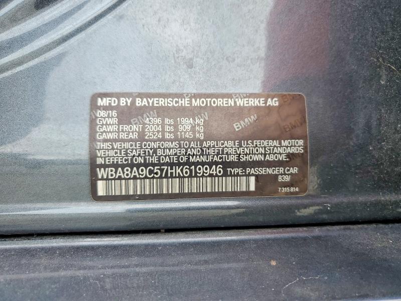2017 Bmw 320 მანქანა იყიდება აუქციონზე, vin: WBA8A9C57HK619946, აუქციონის ნომერი: 70442696
