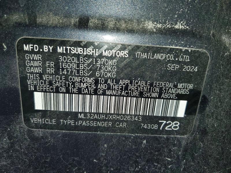 Продажа на аукционе авто 2024 Mitsubishi Mirage, vin: ML32AUHJXRH026343, номер лота: 70261446
