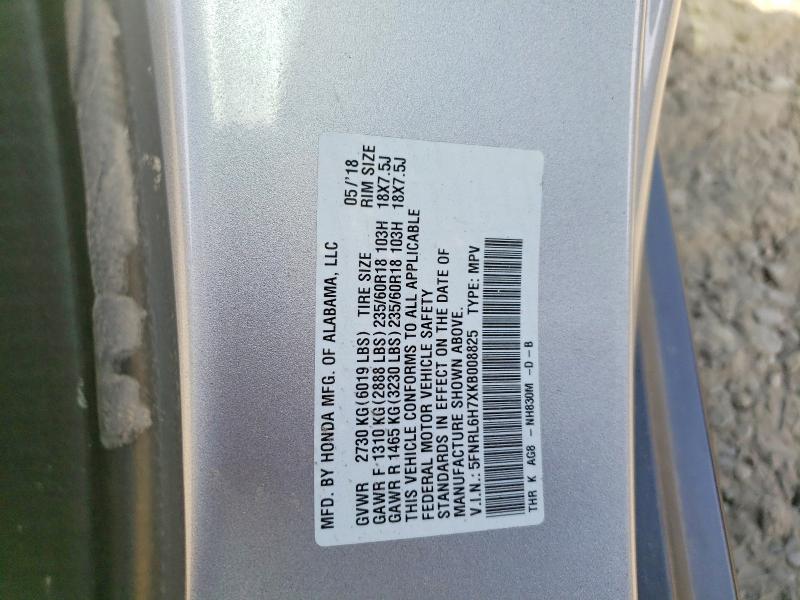 Продажа на аукционе авто 2019 Honda Odyssey, vin: 5FNRL6H7XKB008825, номер лота: 69898216