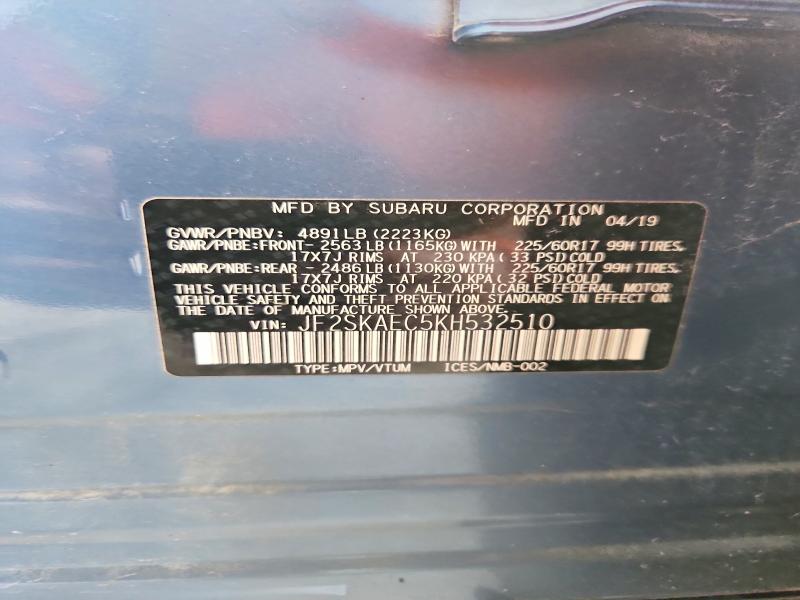 Продаж на аукціоні авто 2019 Subaru Forester, vin: JF2SKAEC5KH532510, номер лоту: 69560976