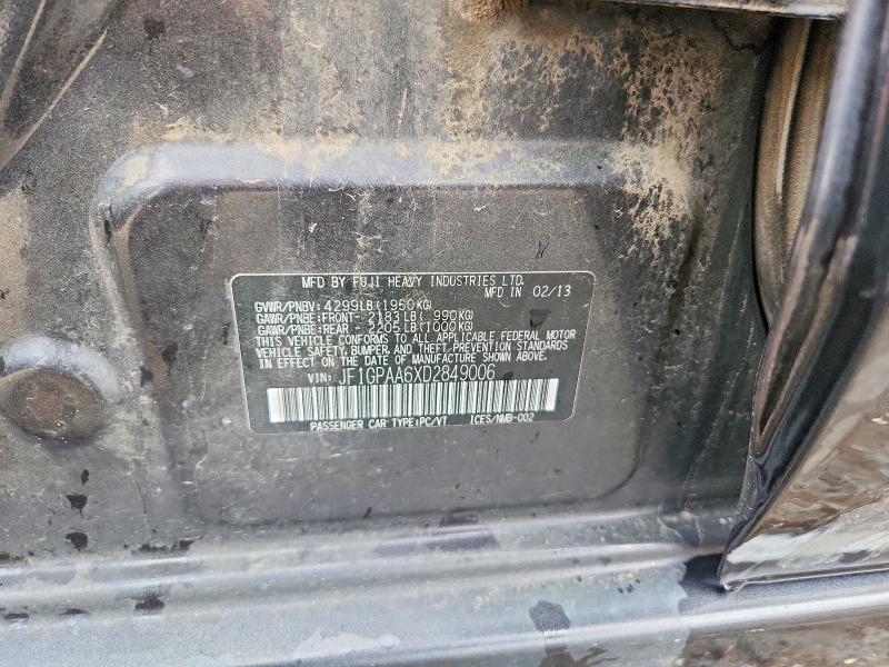 Продаж на аукціоні авто 2013 Subaru Impreza, vin: JF1GPAA6XD2849006, номер лоту: 67887586