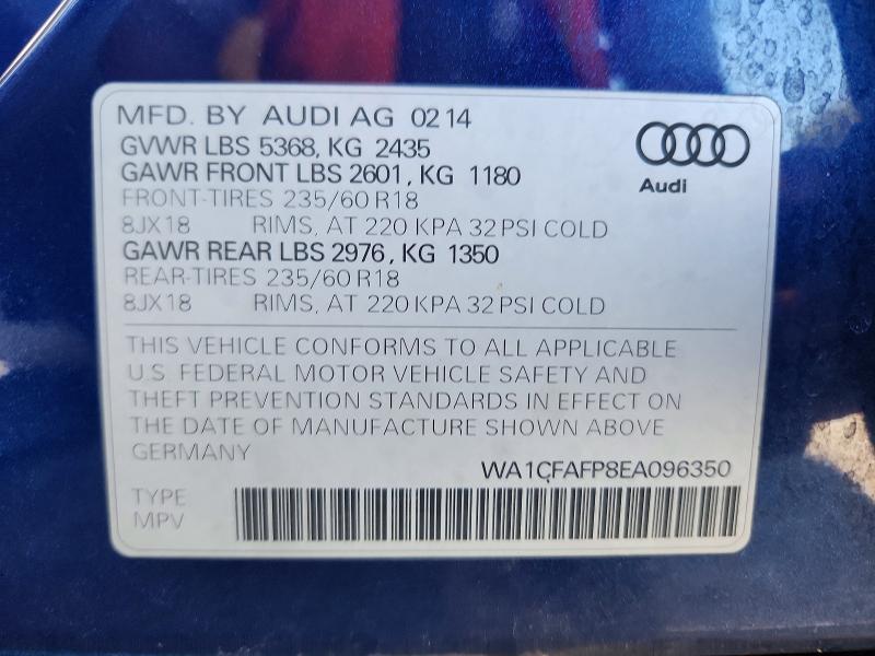 68083956 :رقم المزاد ، WA1CFAFP8EA096350 vin ، 2014 Audi Q5 مزاد بيع