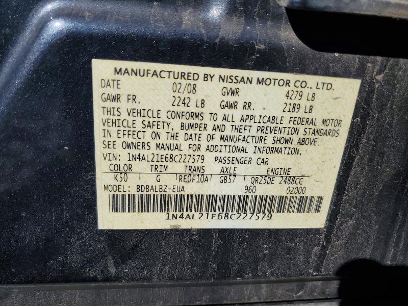 Продажа на аукционе авто 2008 Nissan Altima, vin: 1N4AL21E68C227579, номер лота: 70768206