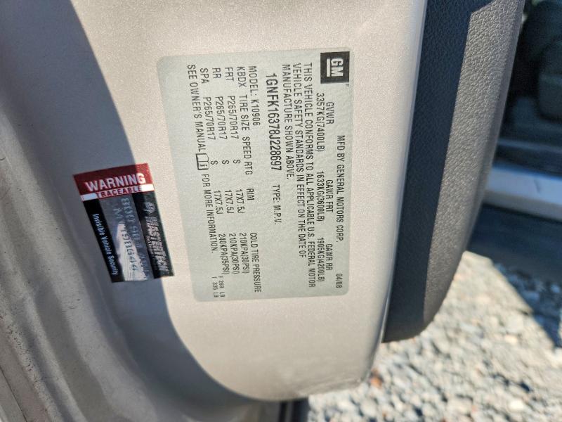 Auction sale of the 2008 Chevrolet Suburban, vin: 1GNFK16378J228697, lot number: 69623246
