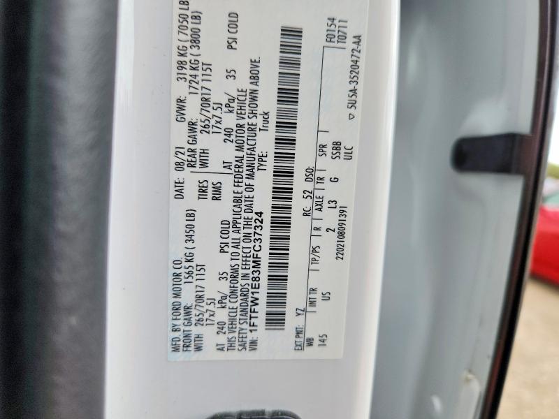 Продаж на аукціоні авто 2021 Ford F150, vin: 1FTFW1E83MFC37324, номер лоту: 66685256