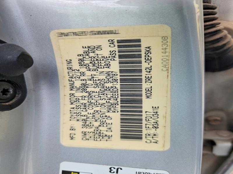 69413136 :رقم المزاد ، 5YFBU4EE6DP130787 vin ، 2013 Toyota Corolla مزاد بيع