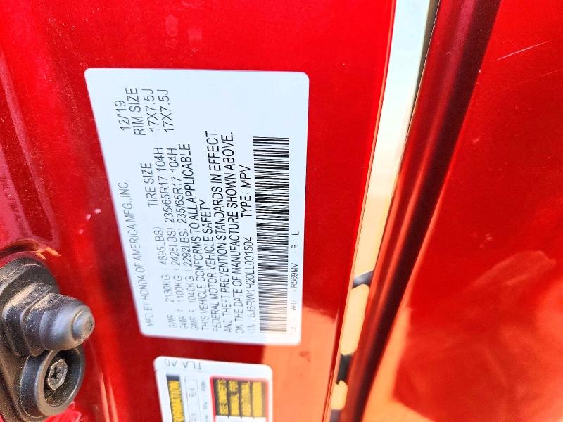 69563256 :رقم المزاد ، 5J6RW1H20LL001504 vin ، 2020 Honda Cr-v مزاد بيع