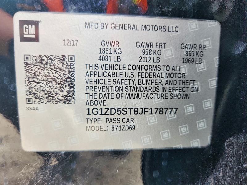 66755426 :رقم المزاد ، 1G1ZD5ST8JF178777 vin ، 2018 Chevrolet Malibu مزاد بيع