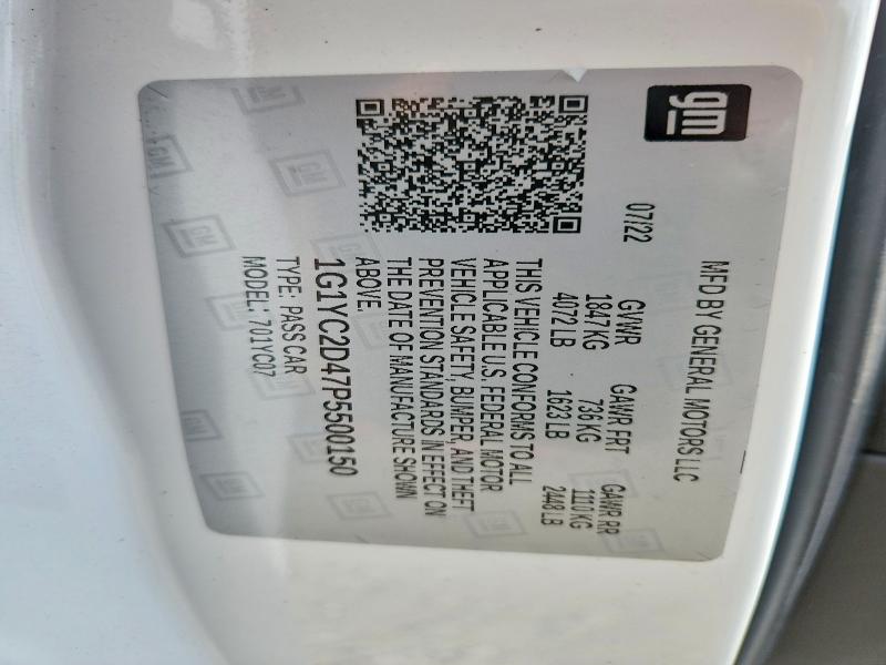 Aukcja sprzedaży 2023 Chevrolet Corvette, vin: 1G1YC2D47P5500150, numer aukcji: 68082016