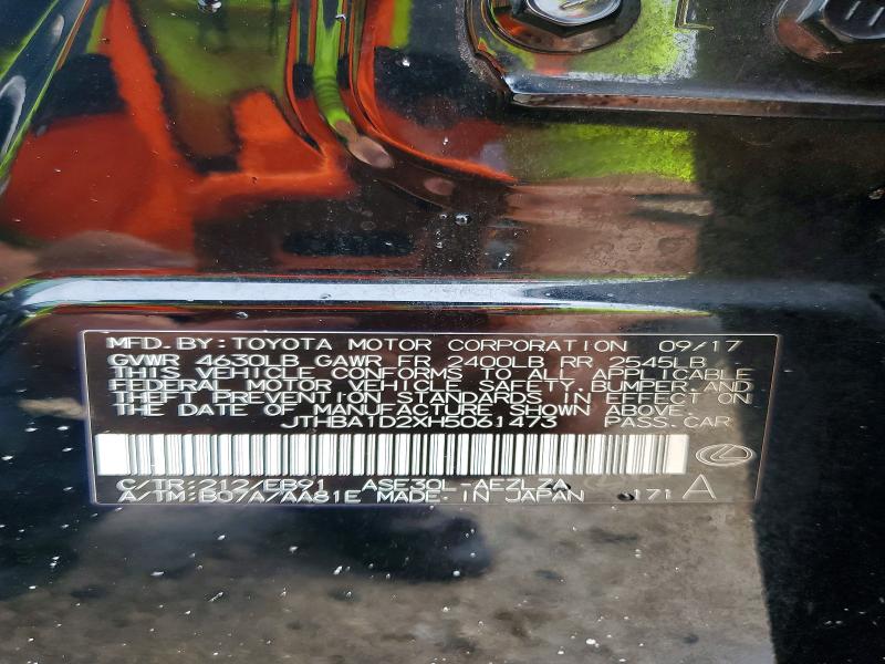 Aukcja sprzedaży 2017 Lexus Is, vin: JTHBA1D2XH5061473, numer aukcji: 68076496