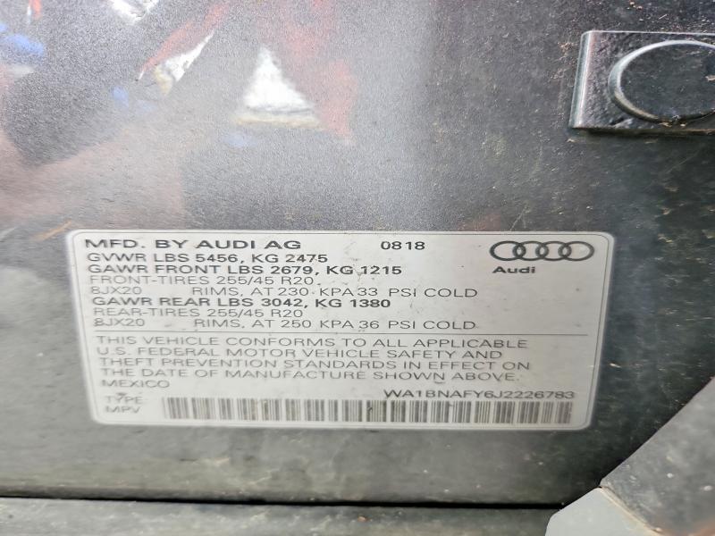 70516276 :رقم المزاد ، WA1BNAFY6J2226783 vin ، 2018 Audi Q5 مزاد بيع