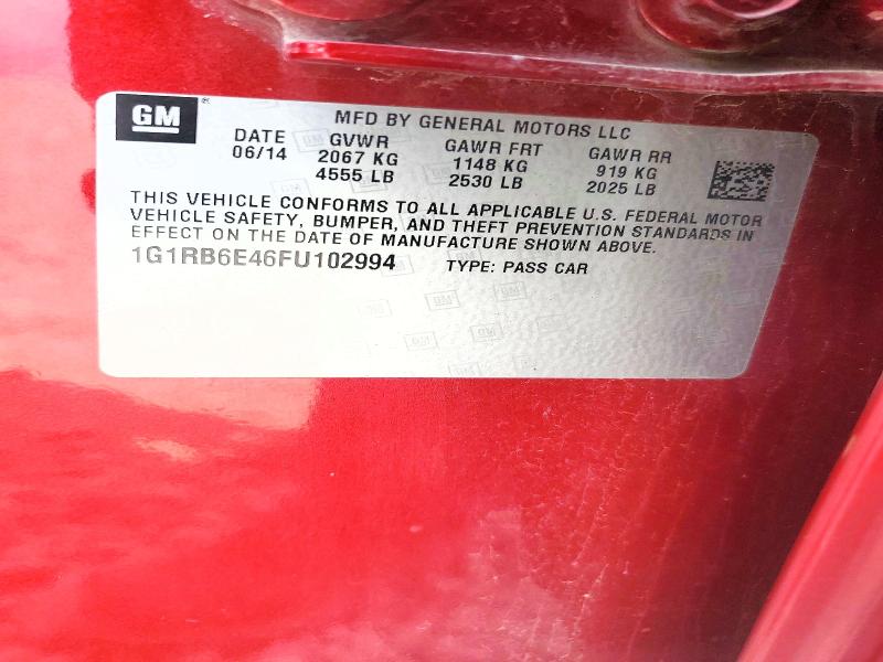 2015 Chevrolet Volt მანქანა იყიდება აუქციონზე, vin: 1G1RB6E46FU102994, აუქციონის ნომერი: 68498966