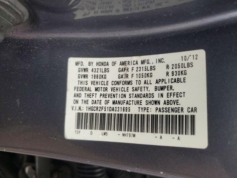 67286726 :رقم المزاد ، 1HGCR2F51DA031695 vin ، 2013 Honda Accord مزاد بيع
