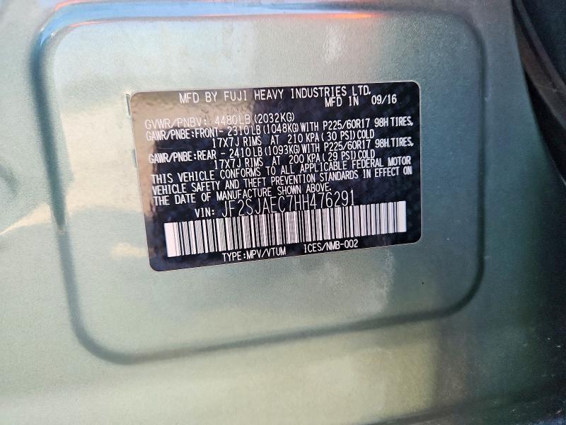 Продажа на аукционе авто 2017 Subaru Forester, vin: JF2SJAEC7HH476291, номер лота: 68017536