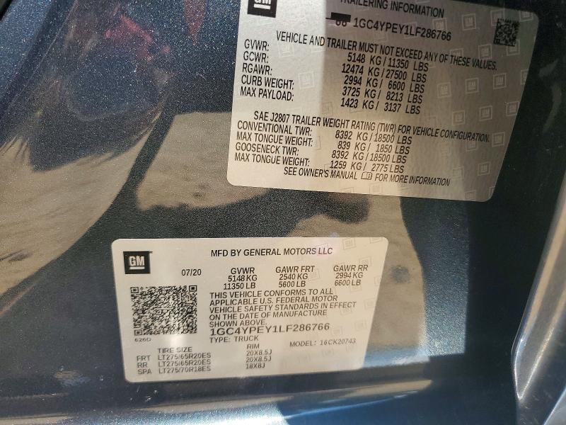 Aukcja sprzedaży 2020 Chevrolet Silverado, vin: 1GC4YPEY1LF286766, numer aukcji: 67729986