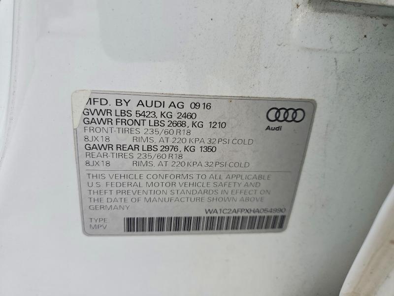 Aukcja sprzedaży 2017 Audi Q5, vin: WA1C2AFPXHA054990, numer aukcji: 68802676