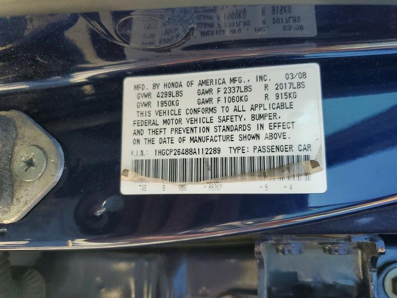 Продаж на аукціоні авто 2008 Honda Accord, vin: 1HGCP26488A112289, номер лоту: 68382596
