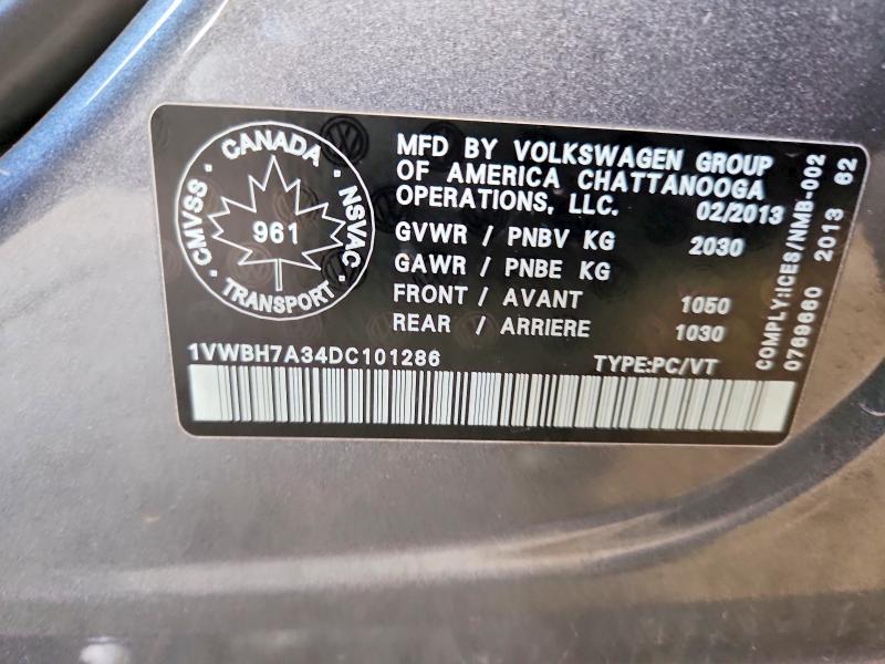 Aukcja sprzedaży 2013 Volkswagen Passat, vin: 1VWBH7A34DC101286, numer aukcji: 67880846