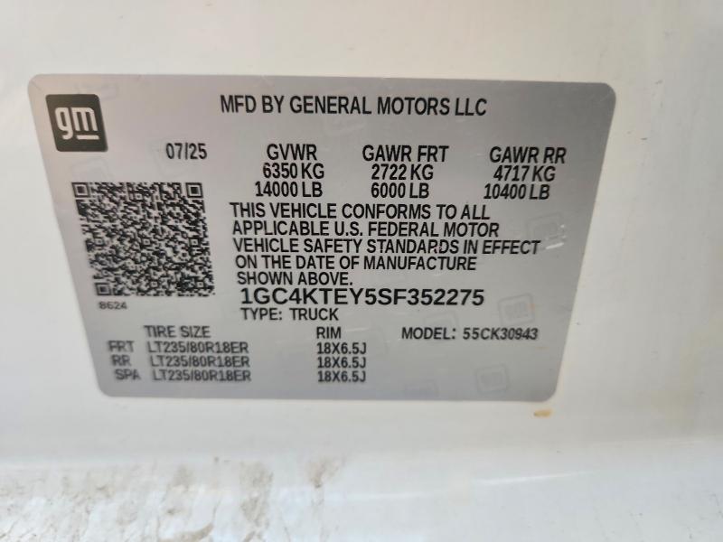 70167376 :رقم المزاد ، 1GC4KTEY5SF352275 vin ، 2025 Chevrolet Silverado مزاد بيع