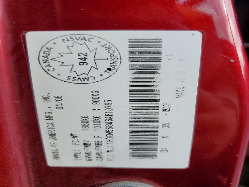 Aukcja sprzedaży 2006 Honda Accord, vin: 1HGCM56846A810795, numer aukcji: 70510926
