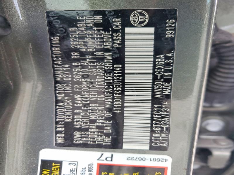 Aukcja sprzedaży 2014 Toyota Camry Hybrid, vin: 4T1BD1FK6EU121140, numer aukcji: 68549096