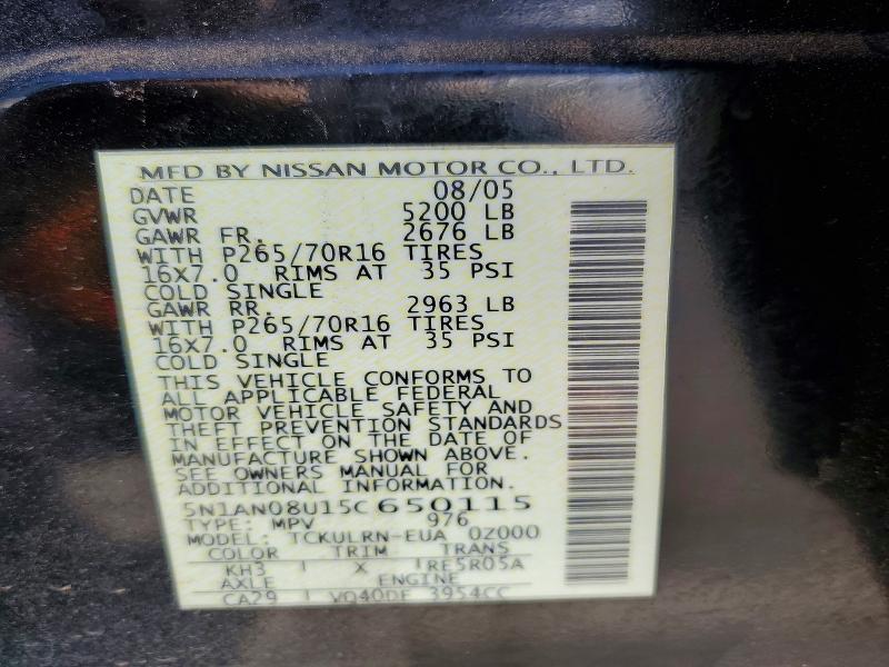 Aukcja sprzedaży 2005 Nissan Xterra, vin: 5N1AN08U15C650115, numer aukcji: 69083246