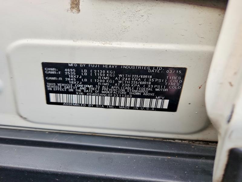 68697886 :رقم المزاد ، 4S4BSANC0F3311300 vin ، 2015 Subaru Outback مزاد بيع