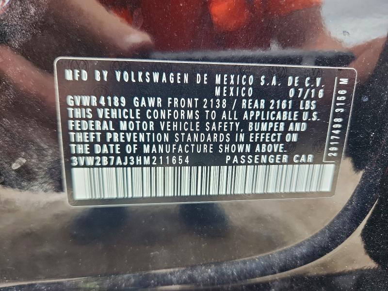 71025226 :رقم المزاد ، 3VW2B7AJ3HM211654 vin ، 2017 Volkswagen Jetta مزاد بيع