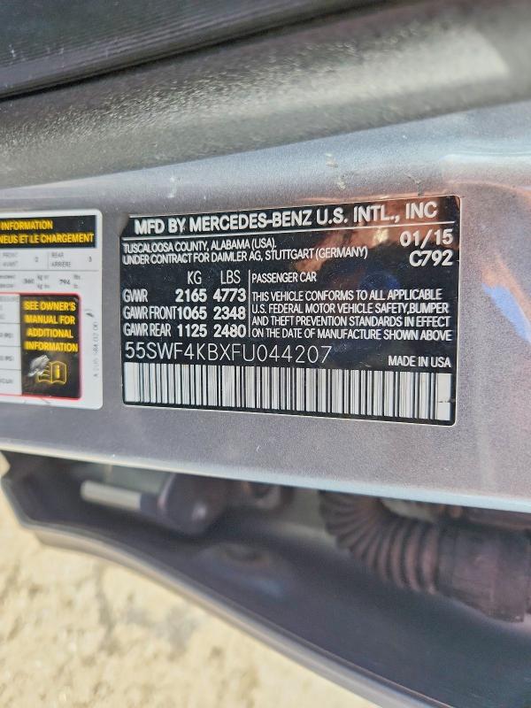 Продаж на аукціоні авто 2015 Mercedes-benz C, vin: 55SWF4KBXFU044207, номер лоту: 69493646