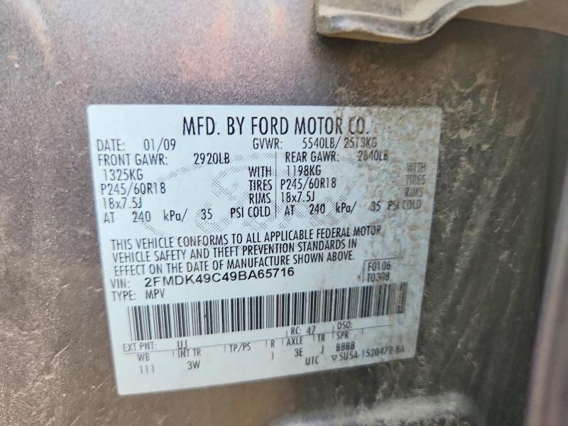Продаж на аукціоні авто 2009 Ford Edge, vin: 2FMDK49C49BA65716, номер лоту: 69533956