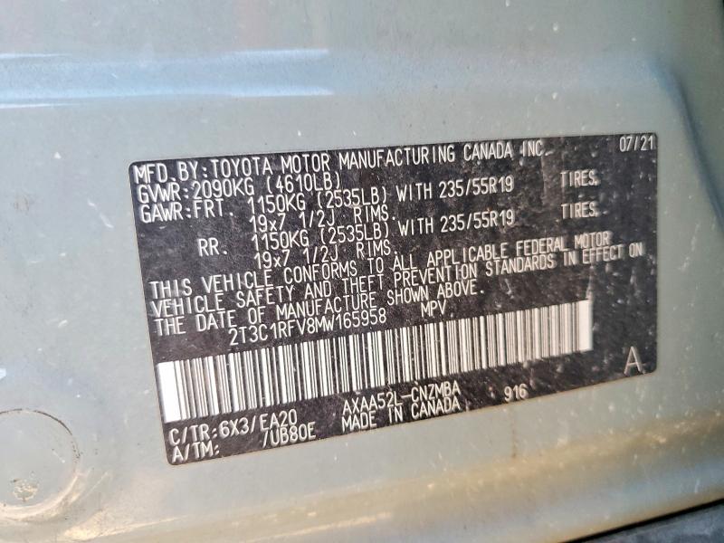 69878426 :رقم المزاد ، 2T3C1RFV8MW165958 vin ، 2021 Toyota Rav4 مزاد بيع