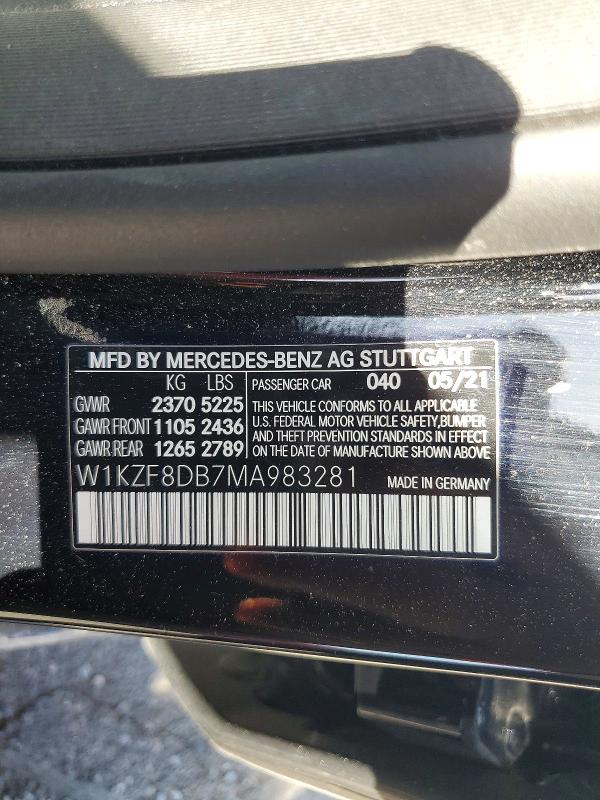 Aukcja sprzedaży 2021 Mercedes-benz E, vin: W1KZF8DB7MA983281, numer aukcji: 69049736