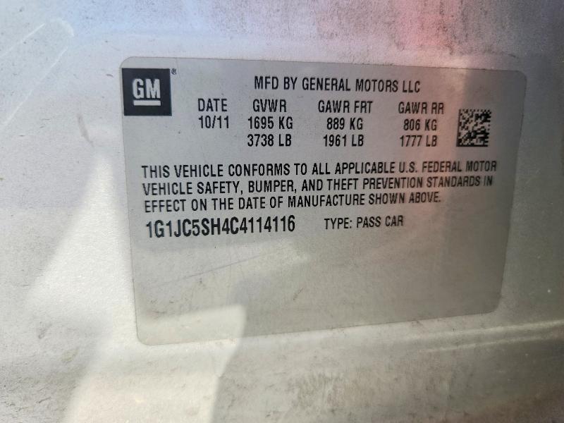 69248966 :رقم المزاد ، 1G1JC5SH4C4114116 vin ، 2012 Chevrolet Sonic مزاد بيع