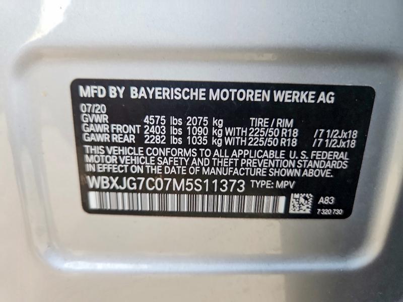 67910706 :رقم المزاد ، WBXJG7C07M5S11373 vin ، 2021 Bmw X1 مزاد بيع