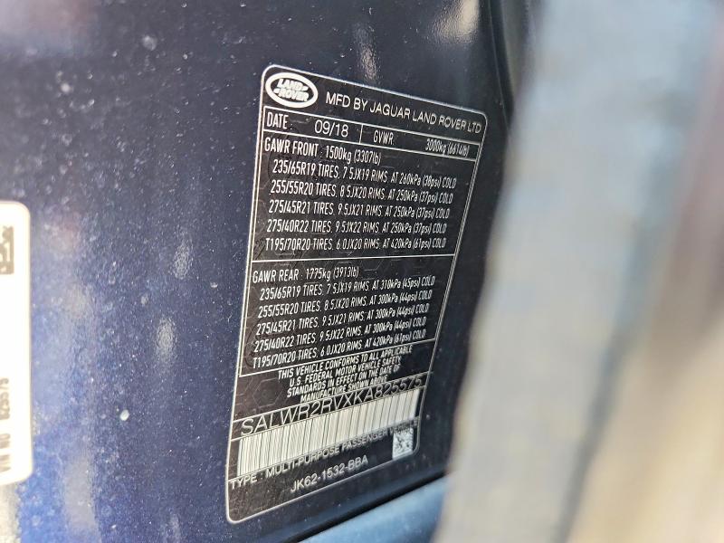 Aukcja sprzedaży 2019 Land Rover Range Rover Sport, vin: SALWR2RVXKA825575, numer aukcji: 70741526