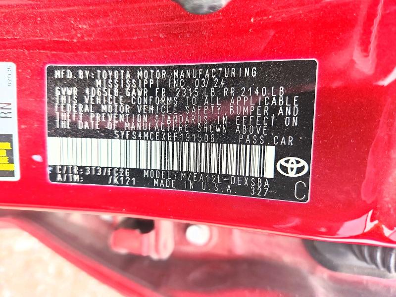 Продаж на аукціоні авто 2024 Toyota Corolla, vin: 5YFS4MCEXRP191506, номер лоту: 67679126