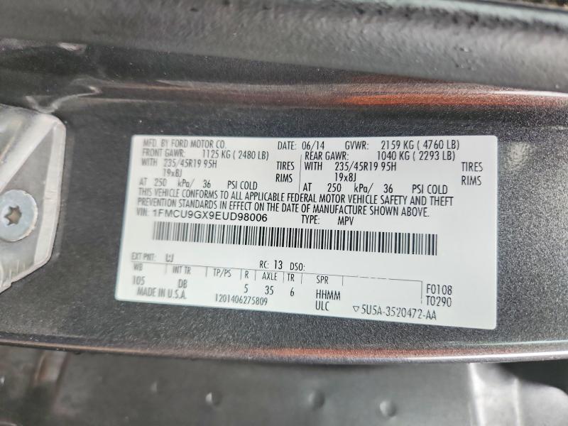 2014 Ford Escape მანქანა იყიდება აუქციონზე, vin: 1FMCU9GX9EUD98006, აუქციონის ნომერი: 70666836