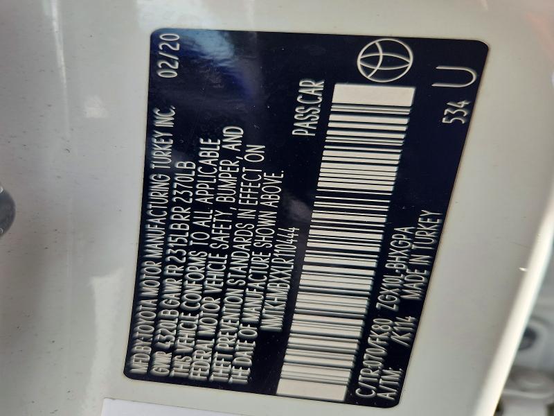 2020 Toyota C-hr მანქანა იყიდება აუქციონზე, vin: NMTKHMBXXLR110444, აუქციონის ნომერი: 68397846