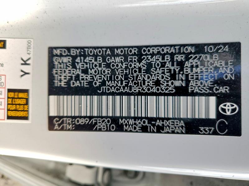 Aukcja sprzedaży 2024 Toyota Prius, vin: JTDACAAU8R3040325, numer aukcji: 67381686