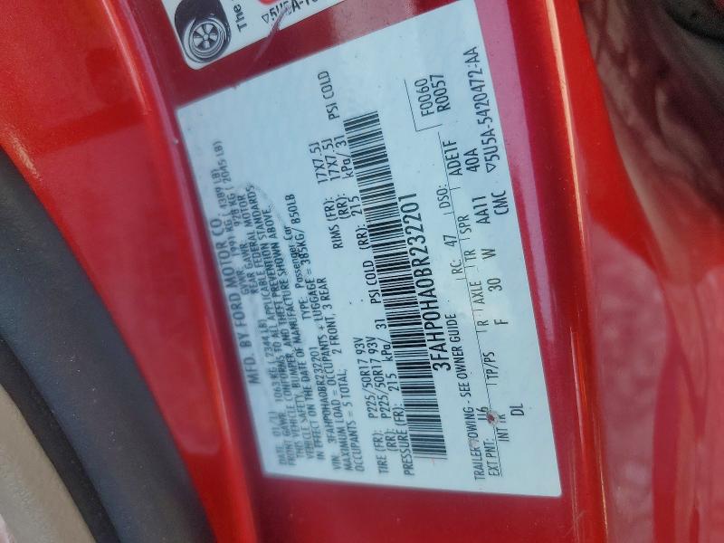 67870256 :رقم المزاد ، 3FAHP0HA0BR232201 vin ، 2011 Ford Fusion مزاد بيع
