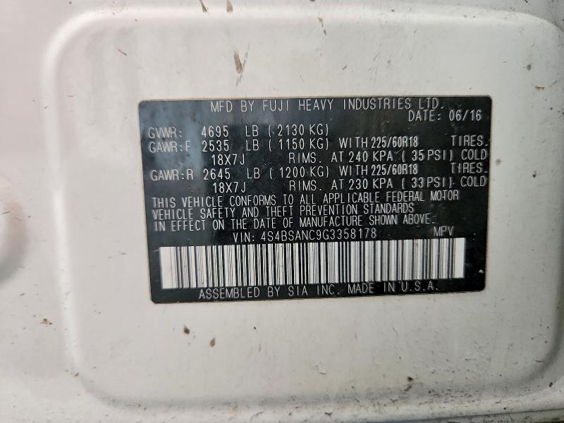 Aukcja sprzedaży 2016 Subaru Outback, vin: 4S4BSANC9G3358178, numer aukcji: 69415856