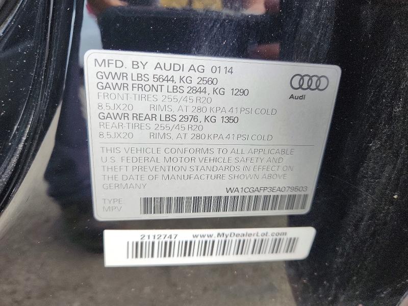 Aukcja sprzedaży 2014 Audi Sq5, vin: WA1CGAFP3EA079503, numer aukcji: 69372556